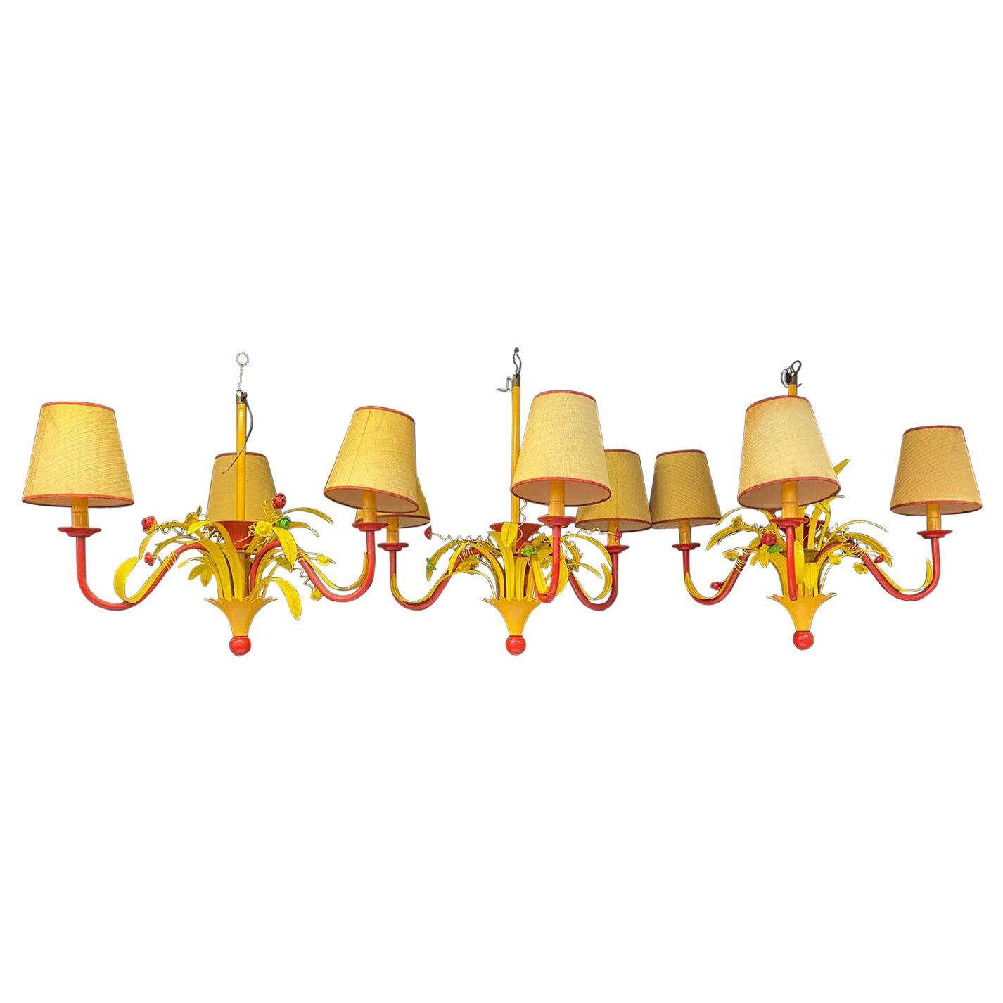 3 Circus Chandeliers in Lacquered Metal, circa 1970 For Sale