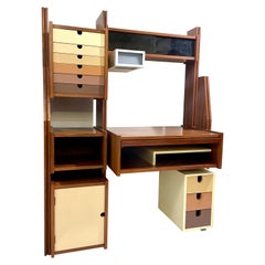 Mid-Century Modern Italian Wooden Desk with Drawers, 1960s