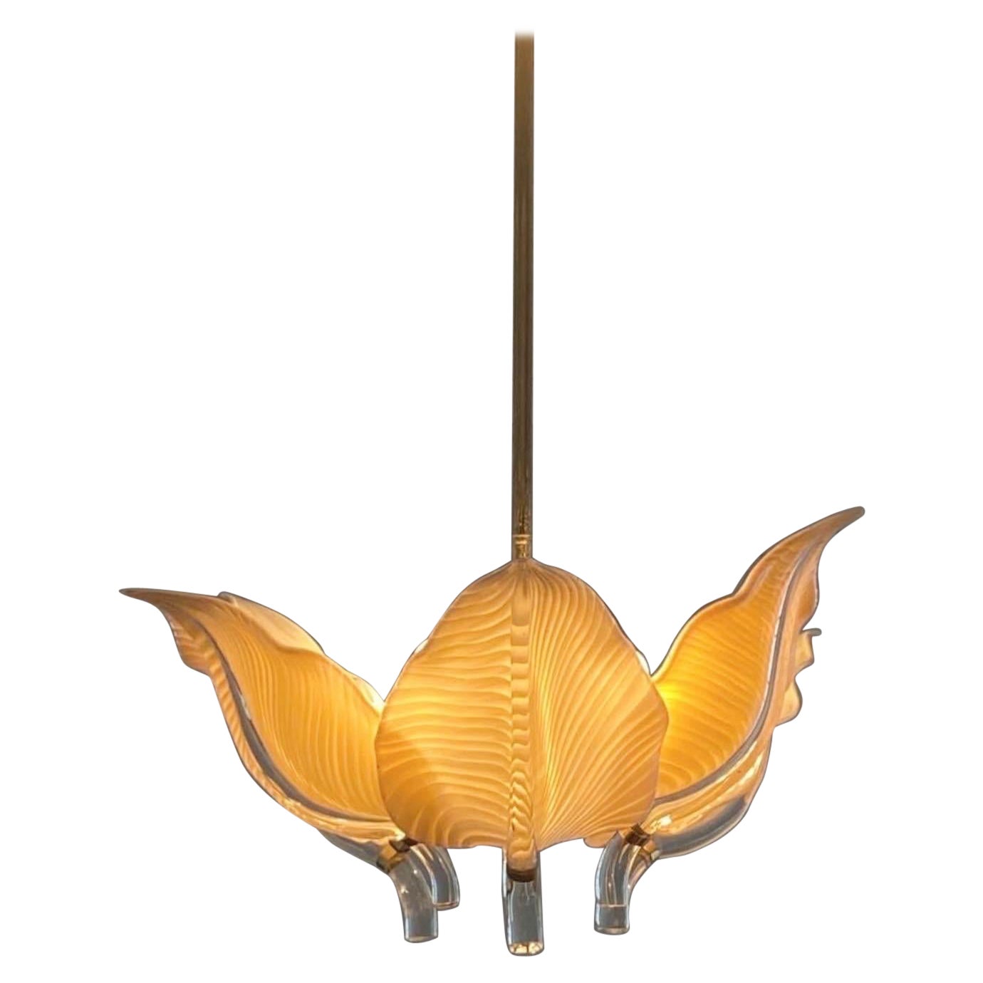 Murano Glass Leaf Chandelier by Franco Luce Made in Italy For Sale