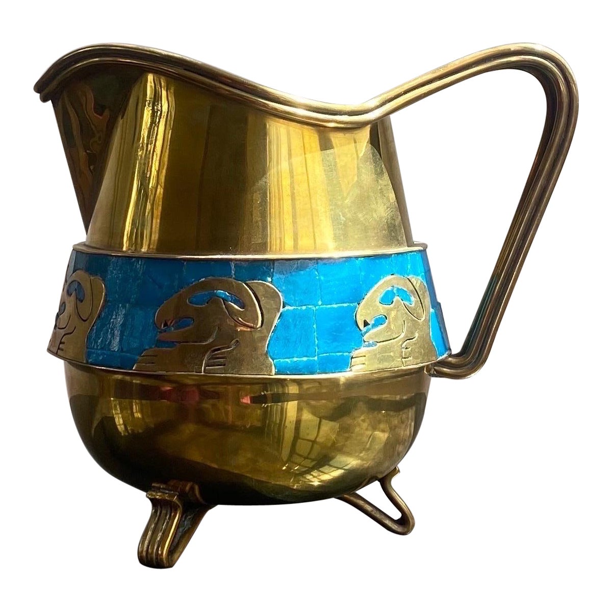 Pitcher Designed by Salvador Terán, Taxco , Made in Glass Mosaic and Brass For Sale