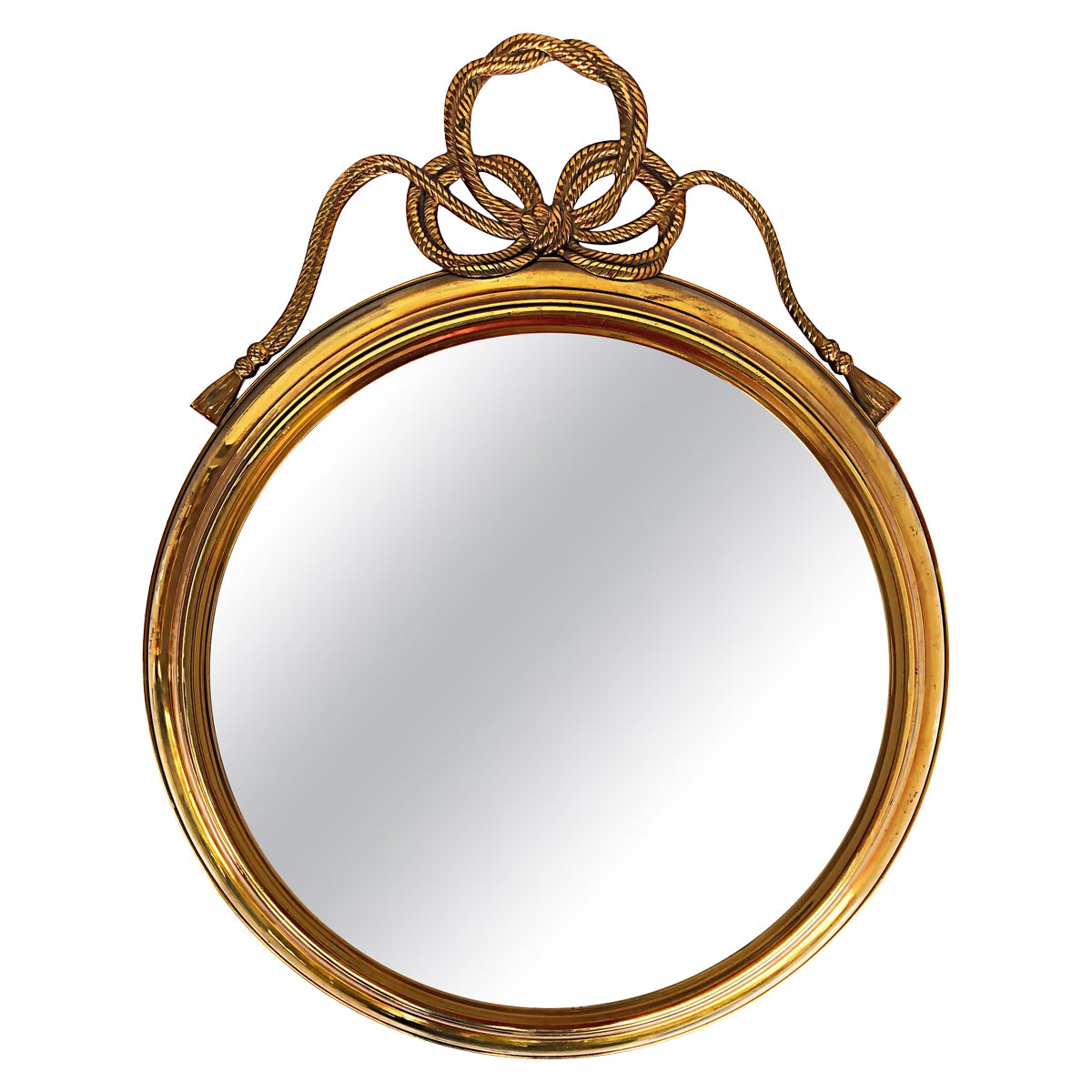 Elegant Fine Quality Brass Wall Mirror, Rope/Tassel Design For Sale