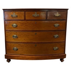 19th Century Georgian Bow Front Chest, Mahogany, Rare 3 over 3 Drawer