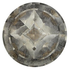 Tapis de sol en cuir de vache d'inspiration persane, élégant Sueño Round Cowhide Floor Rug Extra Large