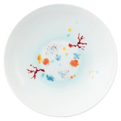 Set di 2 piatti da zuppa contemporanei in porcellana dipinta a mano