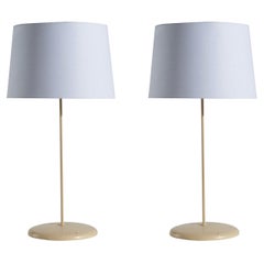 Designer svedese, lampade da tavolo di grandi dimensioni, metallo laccato beige, Svezia, anni '50