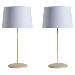 Schwedische Designerin, größenanpassbare Tischlampen, beige lackiertes Metall, Schweden, 1950er Jahre