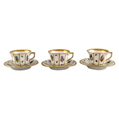 Three Royal Copenhagen Henriette Mocha Cups with Saucers in Porcelain