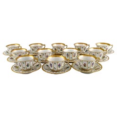 Twelve Royal Copenhagen Henriette Coffee Cups with Saucers in Porcelain