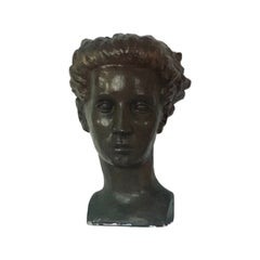 Swedish Mid-Century Female Bronze Patinated Plaster Bust by Sigge Berggren