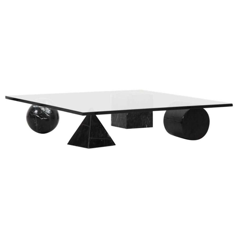 'Vignelli' Metafora coffee table in Marquina marble for Casigliani, Italy 1970s For Sale