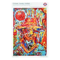 Original Vintage London Underground Poster LT Lovely Cricket Adrian Clarke Art