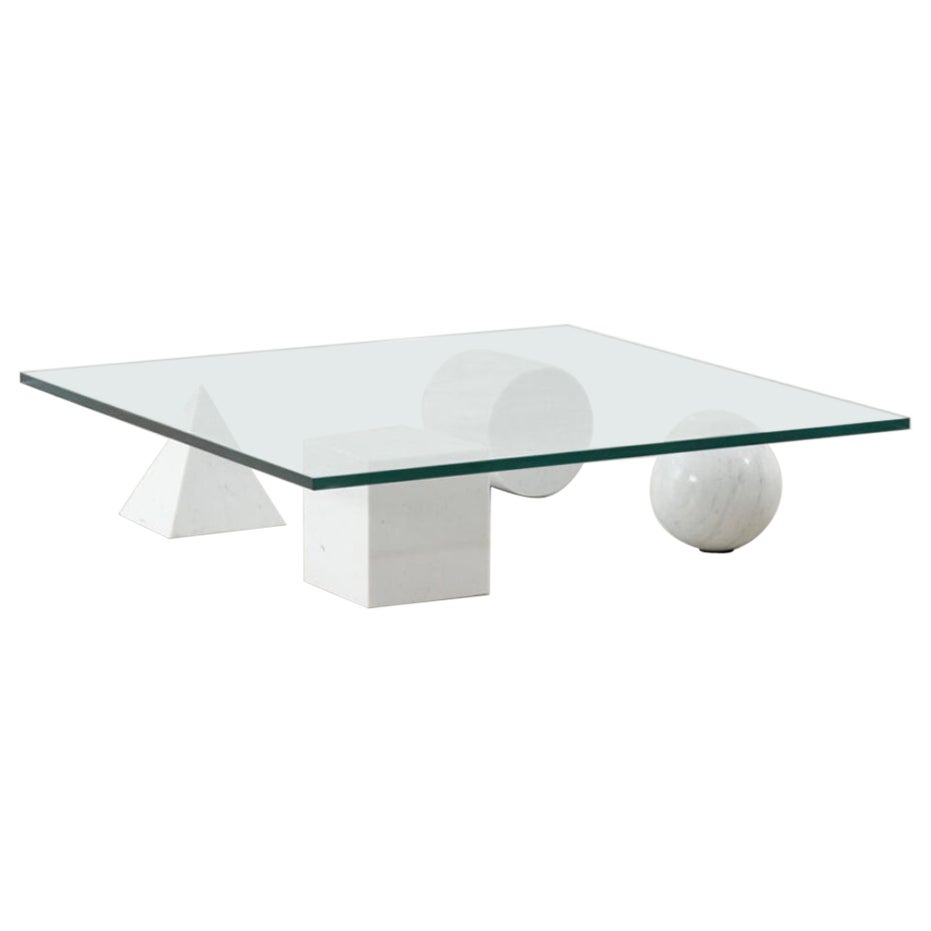 'Vignelli' Metafora coffee table in white marble for Casigliani, Italy 1970s For Sale