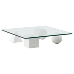 'Vignelli' Metafora coffee table in white marble for Casigliani, Italy 1970s