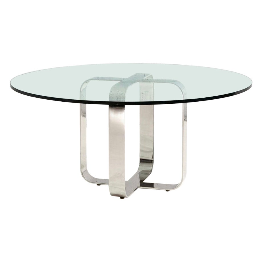 Gary Gutterman Stainless Steel and Glass Dining Table, Axius Designs, 1970 For Sale