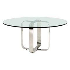 Vintage Gary Gutterman Stainless Steel and Glass Dining Table, Axius Designs, 1970