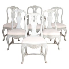 Set of Six Swedish Rococo Dining Chairs