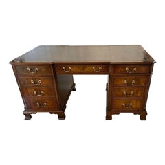 Antique Quality Figured Mahogany Free Standing Partners Desk