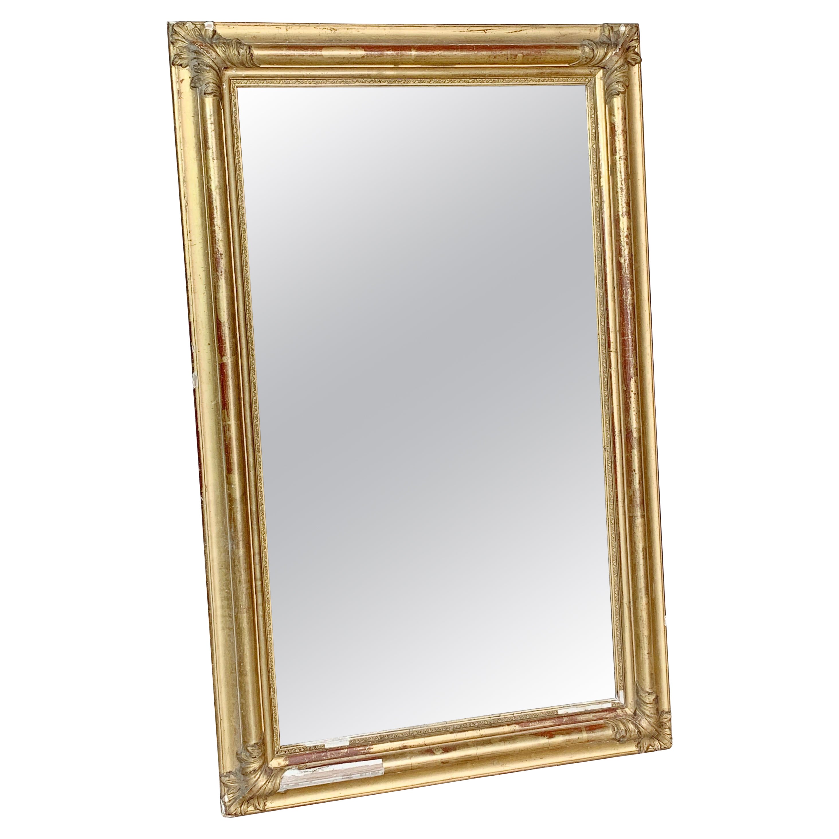 19e siècle, Antique French Gold Mirror