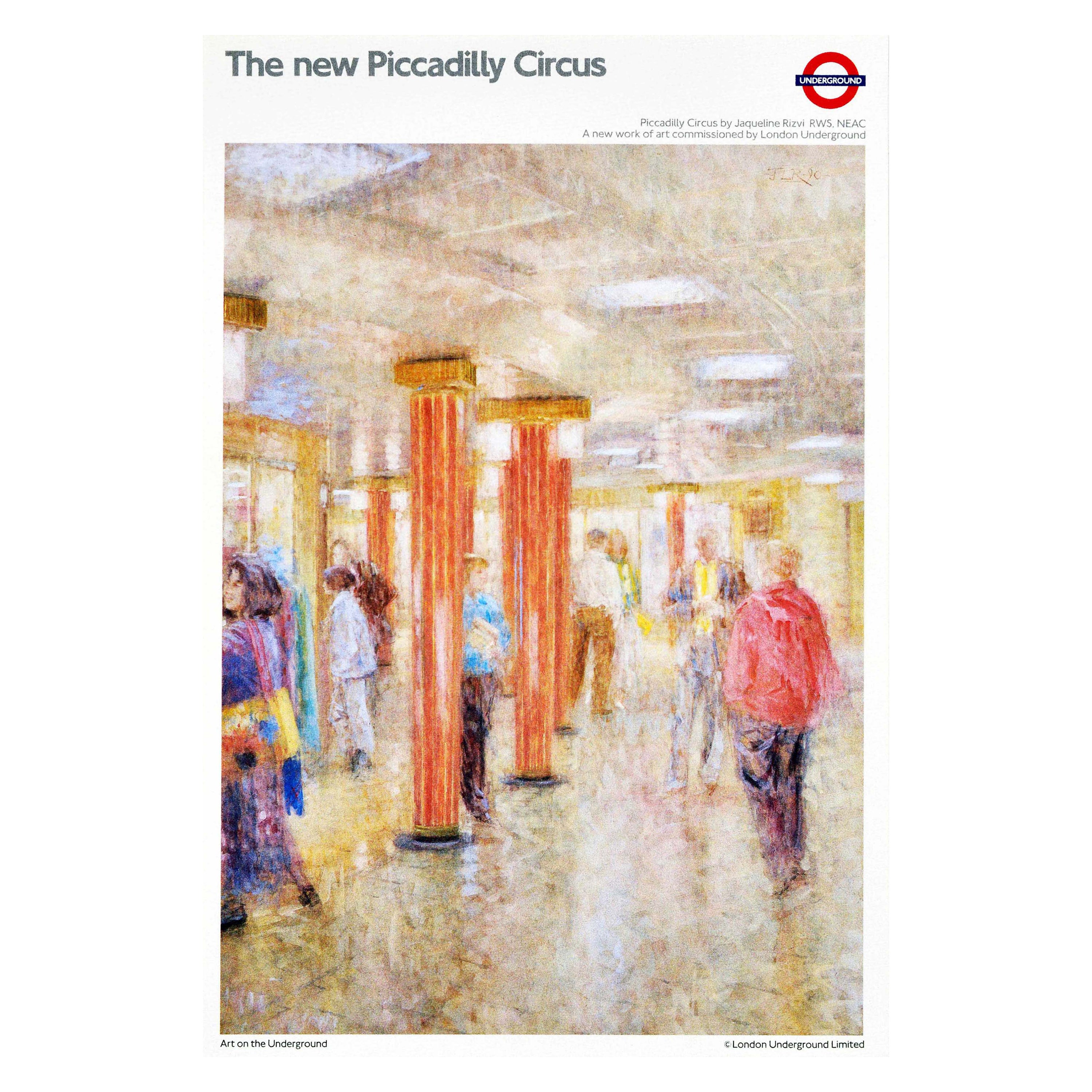 Original Vintage London Underground Poster LT New Piccadilly Circus Rizvi Art For Sale