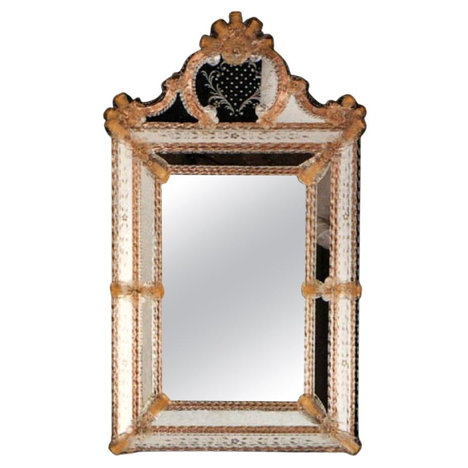 "Treviso" Murano Glass Mirror in Venetian Style by Fratelli Tosi, Made in Italy For Sale