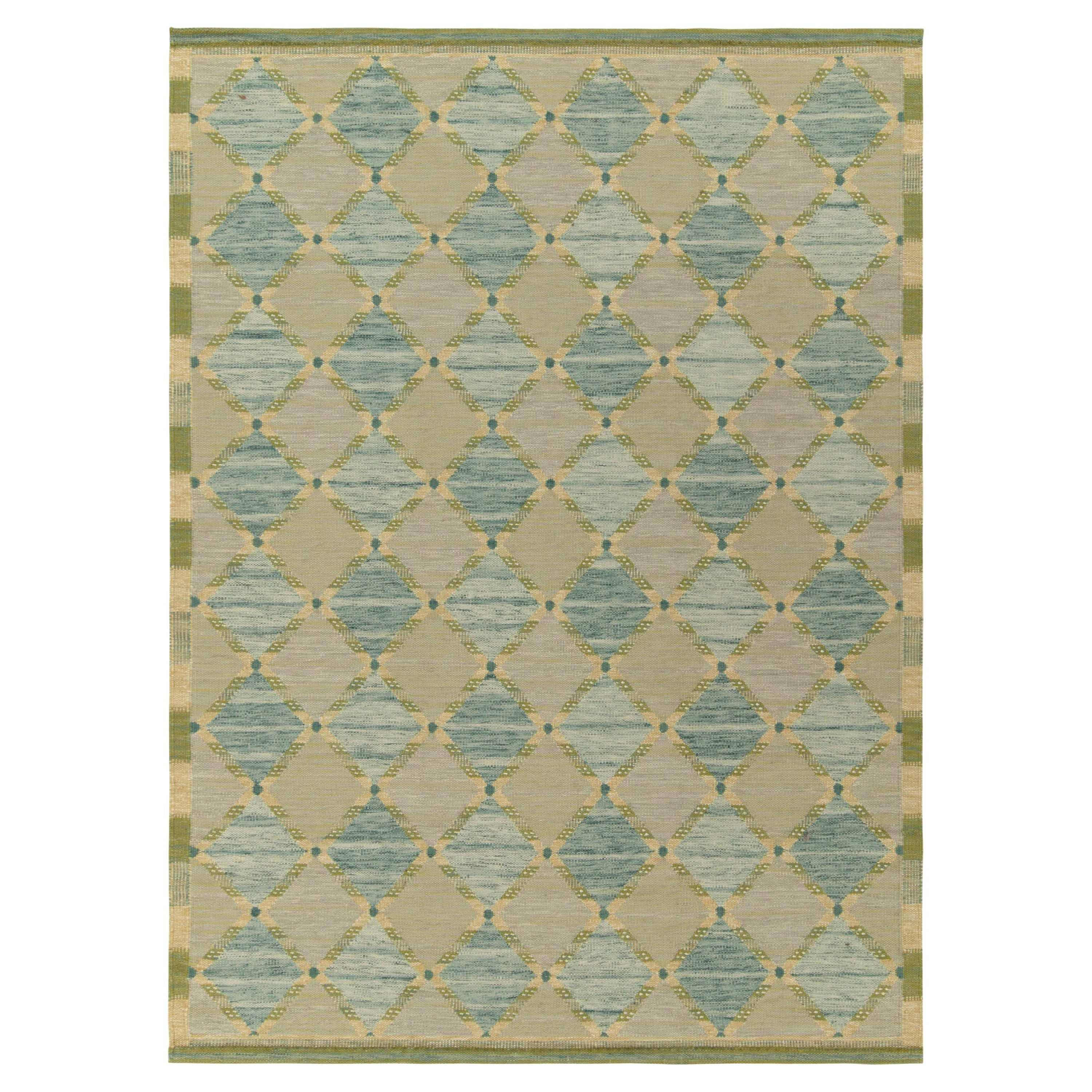 Alfombras Kilim personalizadas de estilo escandinavo de Rug & Kilim en azul, enrejados verdes
