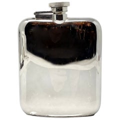 Antique English Sheffield Silver-Plated Hallmarked Hip Flask, Circa 1910-1920