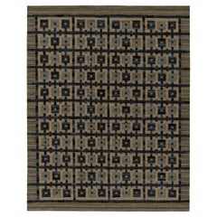 Rug & Kilim’s Scandinavian Style Kilim in Blue and Beige-Brown Geometric Pattern