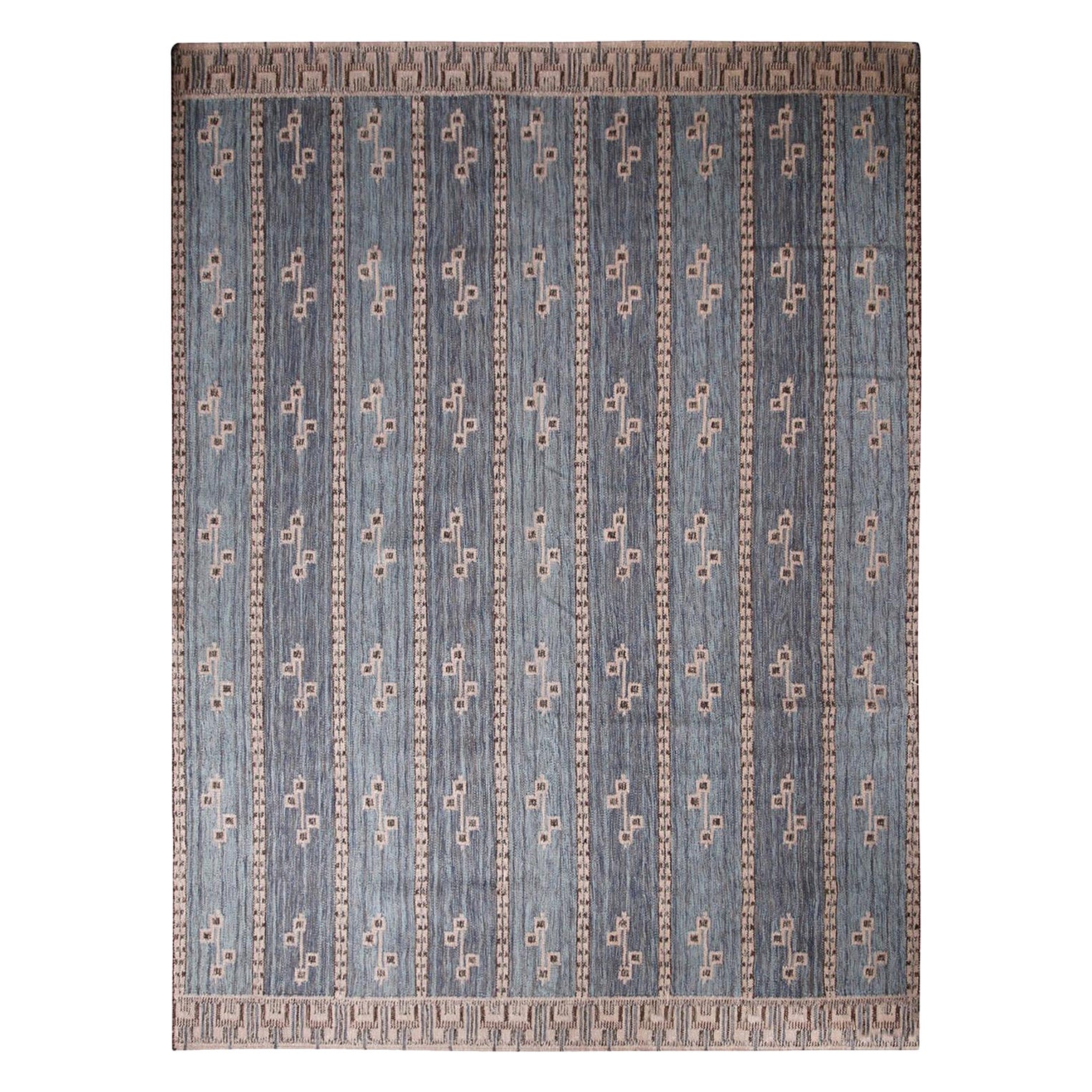 Rug & Kilim’s Scandinavian-Inspired Cream Grey & Beige Brown Natural Wool Rug For Sale