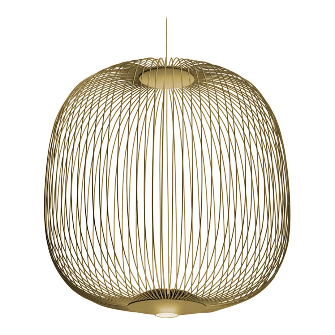 Garcia & Cumini 'Spokes 2’ Metal Suspension Lamp in Gold for Foscarini For Sale