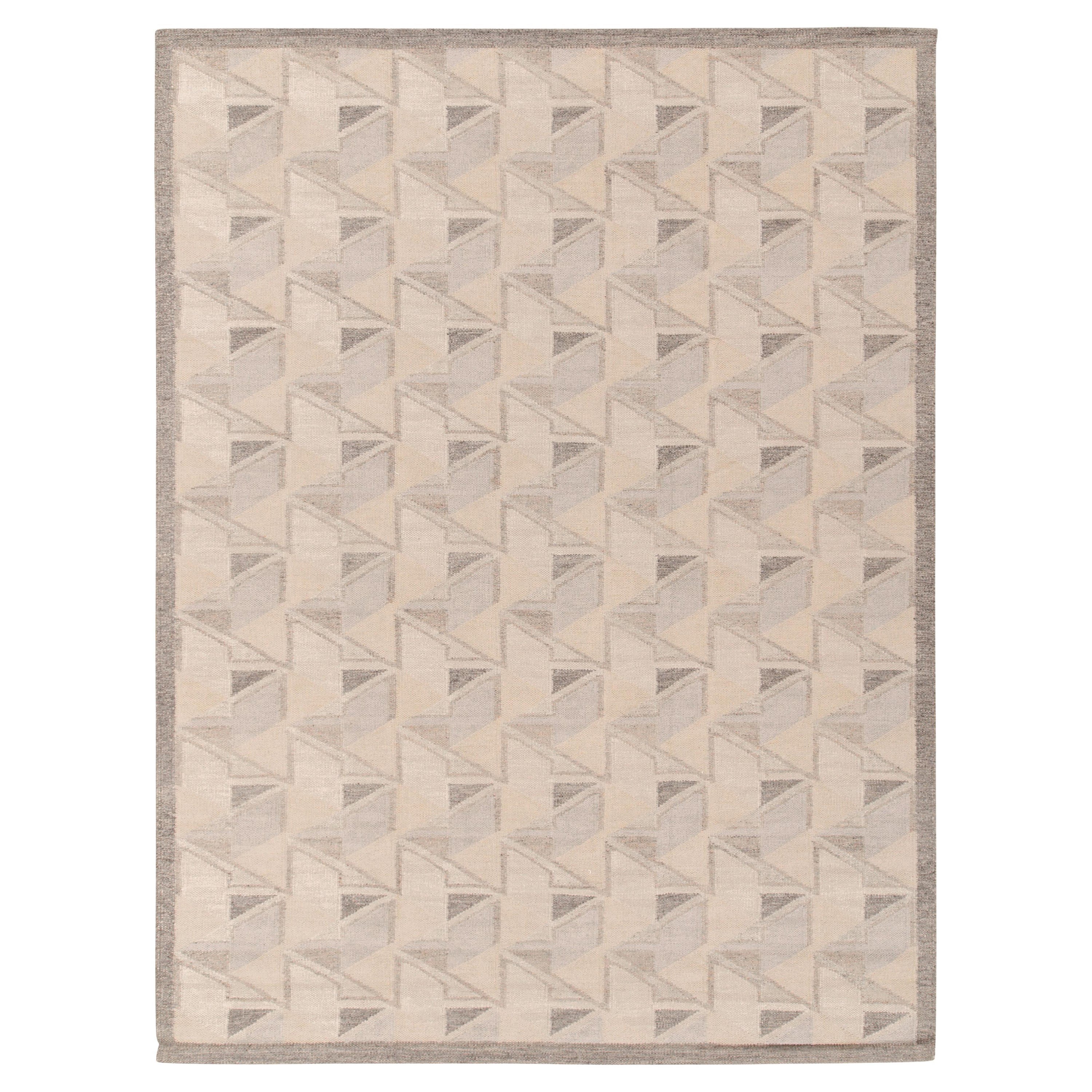 Alfombra Kilim de estilo escandinavo de Rug & Kilim con diseño geométrico azul y gris en venta
