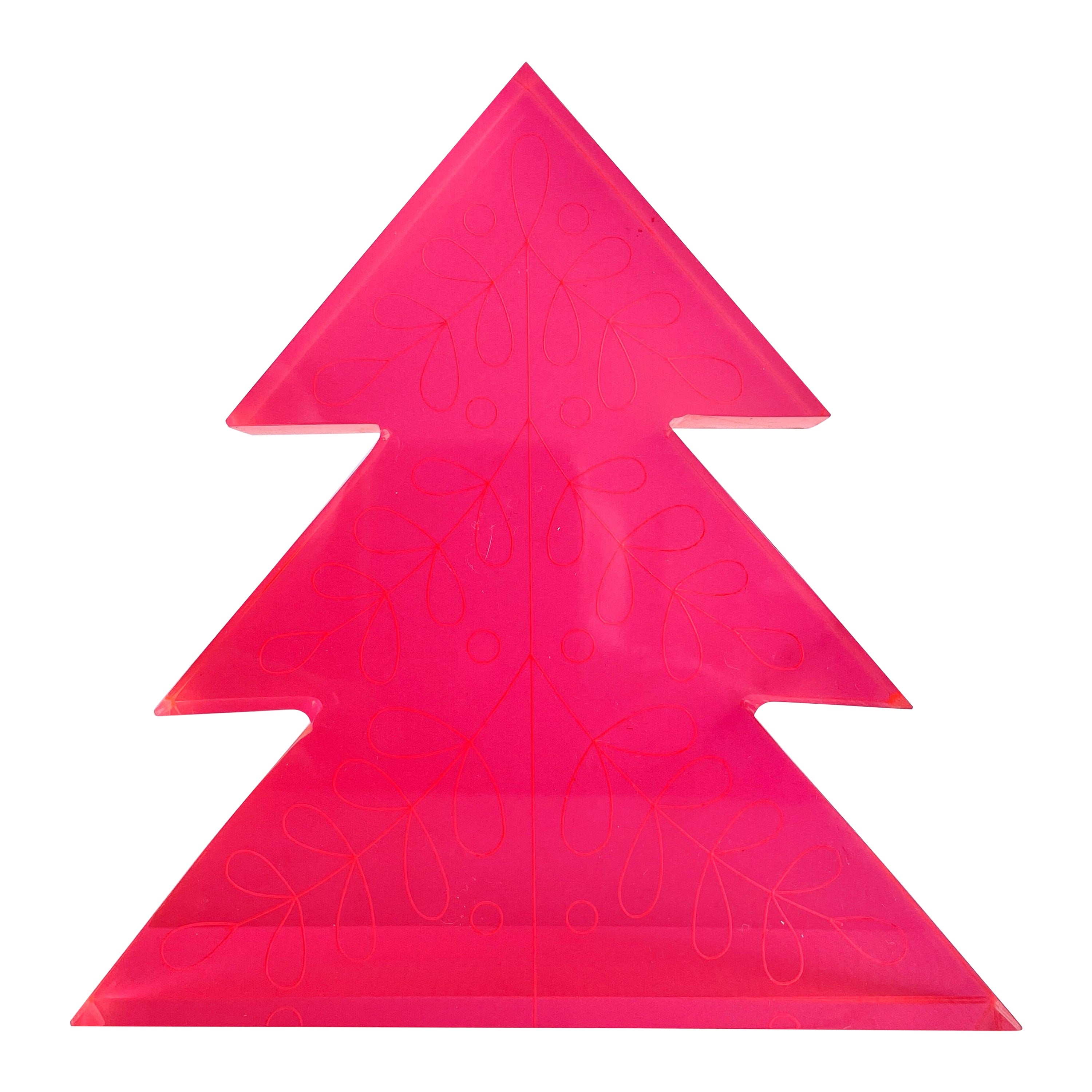 Neon Pink Acrylic Christmas Tree Decor by Paola Valle For Sale