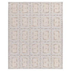 Scandinavian Style Kilim Rug in White, Beige Geometric Pattern by Rug & Kilim