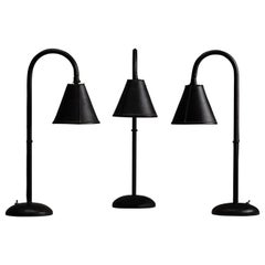 Vintage Black Leather Table Lamps by Valenti