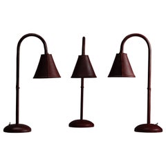 Retro Maroon Leather Table Lamps by Valenti 