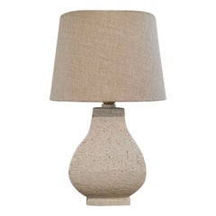 Swedish Modern White Chamotte Stoneware Table Lamp by Gunnar Nylund Rörstrand