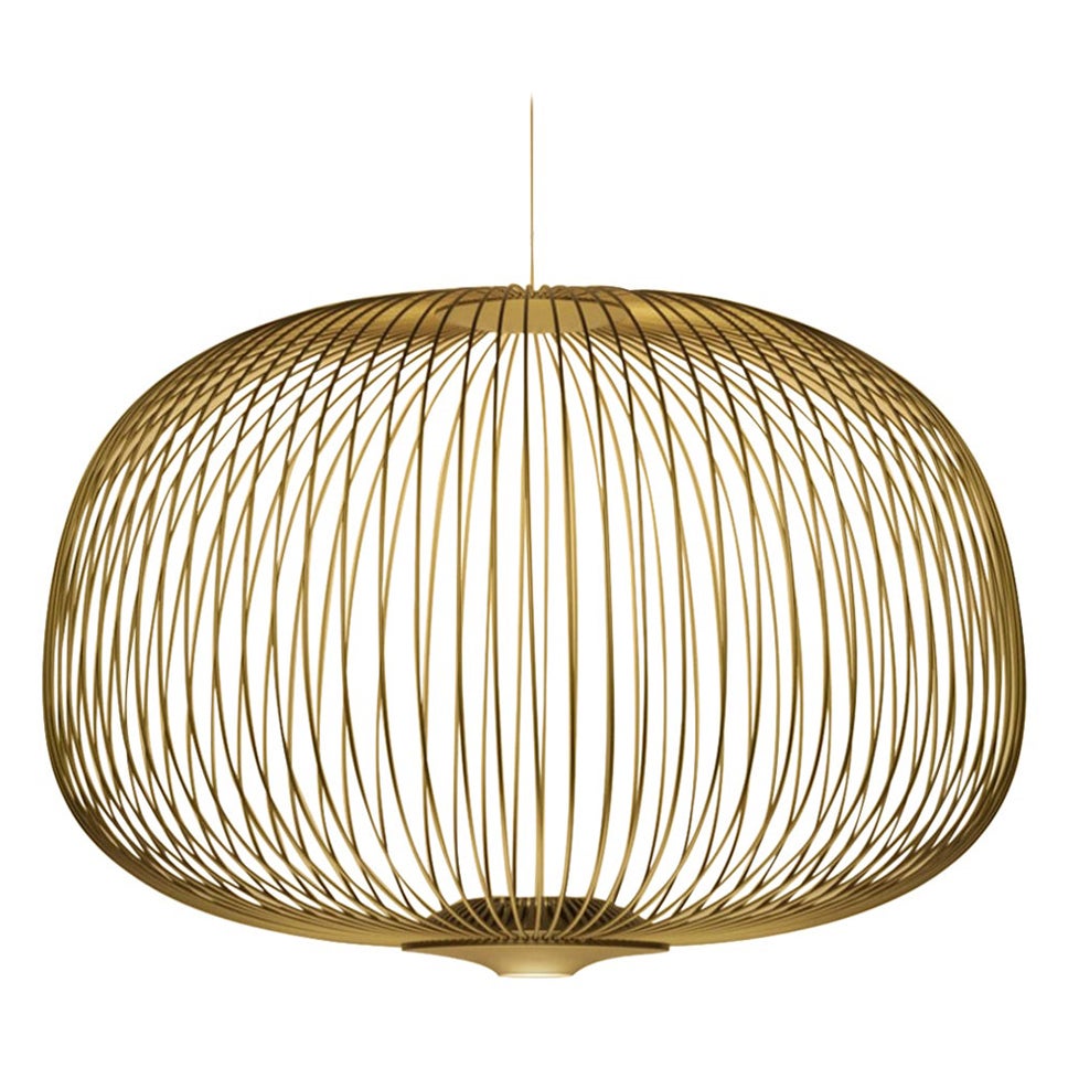 Garcia & Cumini 'Spokes 3’ Metal Suspension Lamp in Gold for Foscarini For Sale