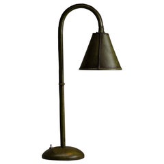 Vintage Green Leather Table Lamp by Valenti