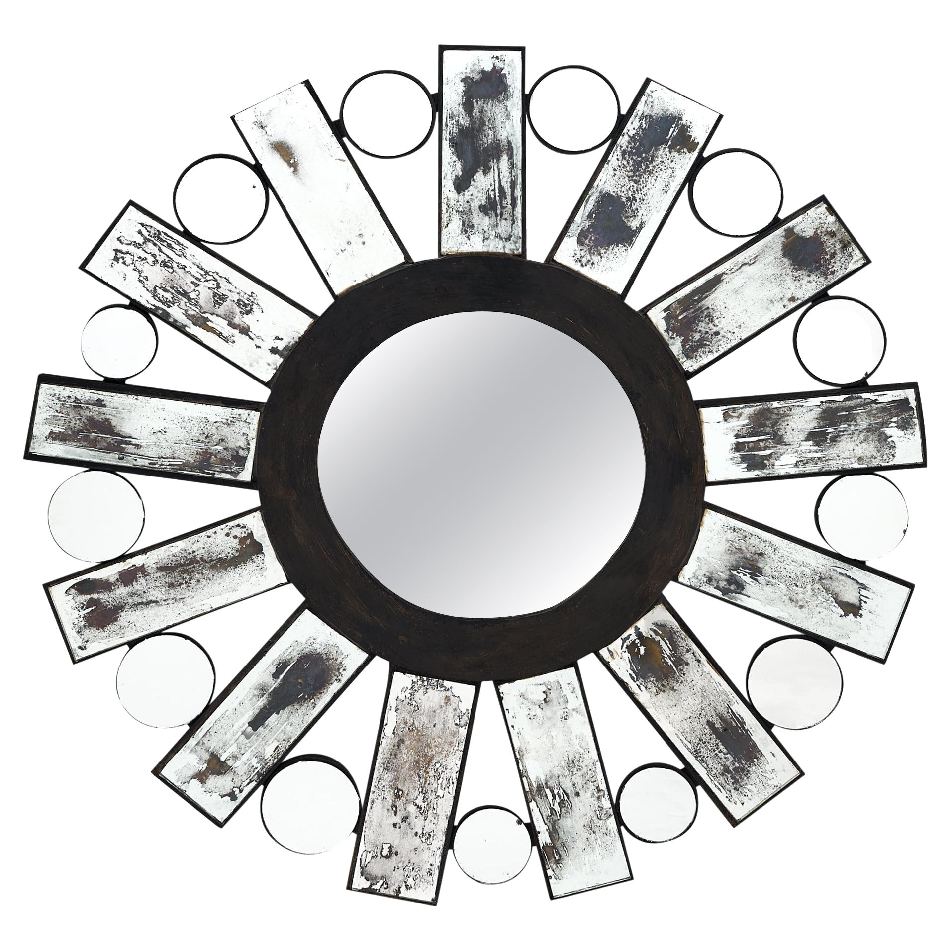 Modernist Sunburst Mirror For Sale