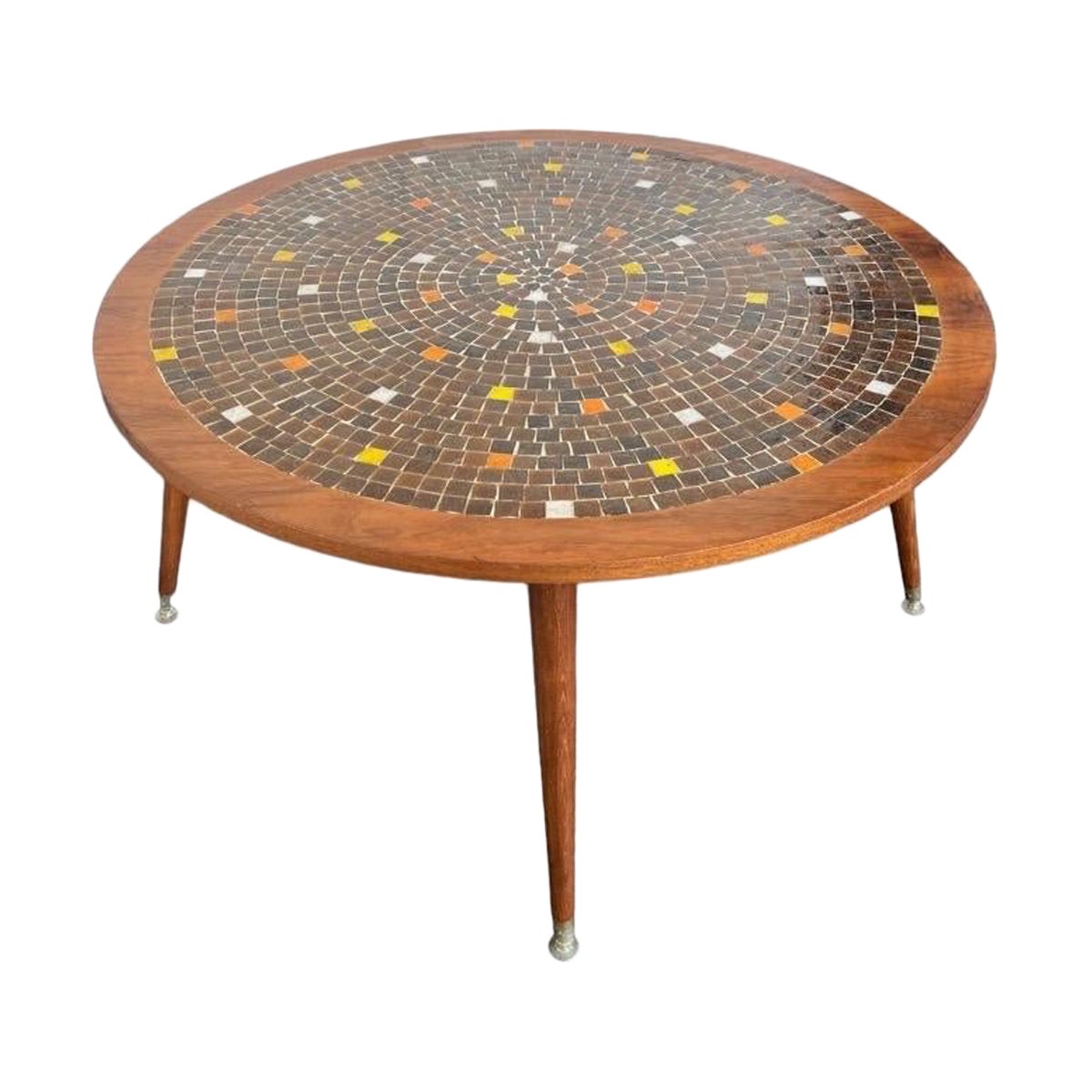 MidCentury Modern Boomerang Coffee Table with Mosaic Tile Top at 1stDibs