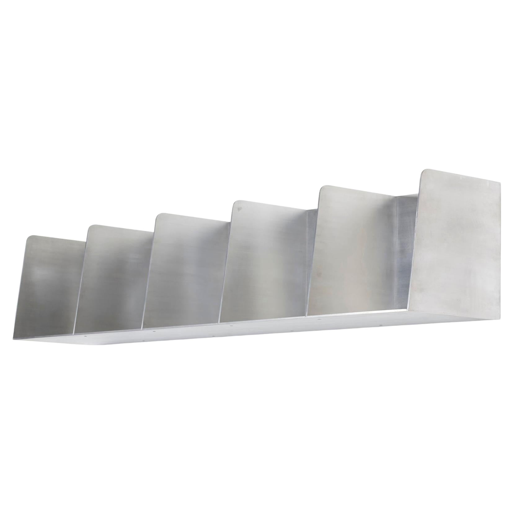 Library Bookcase Shelf in Brushed and Waxed Aluminum Plate by Jonathan Nesci