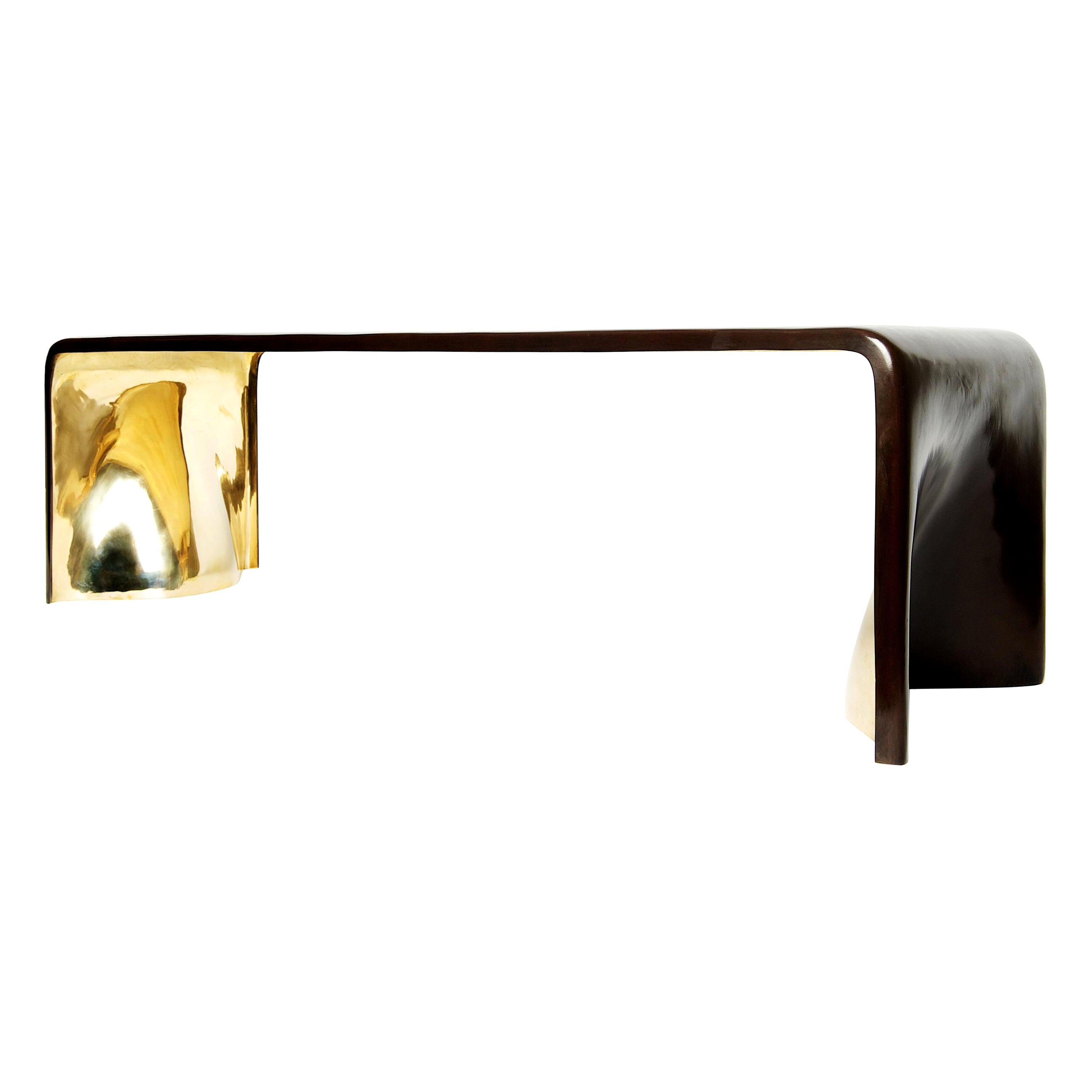 Cast Bronze Khetan Bench with Gold Bronze Interior by Elan Atelier in Stock For Sale