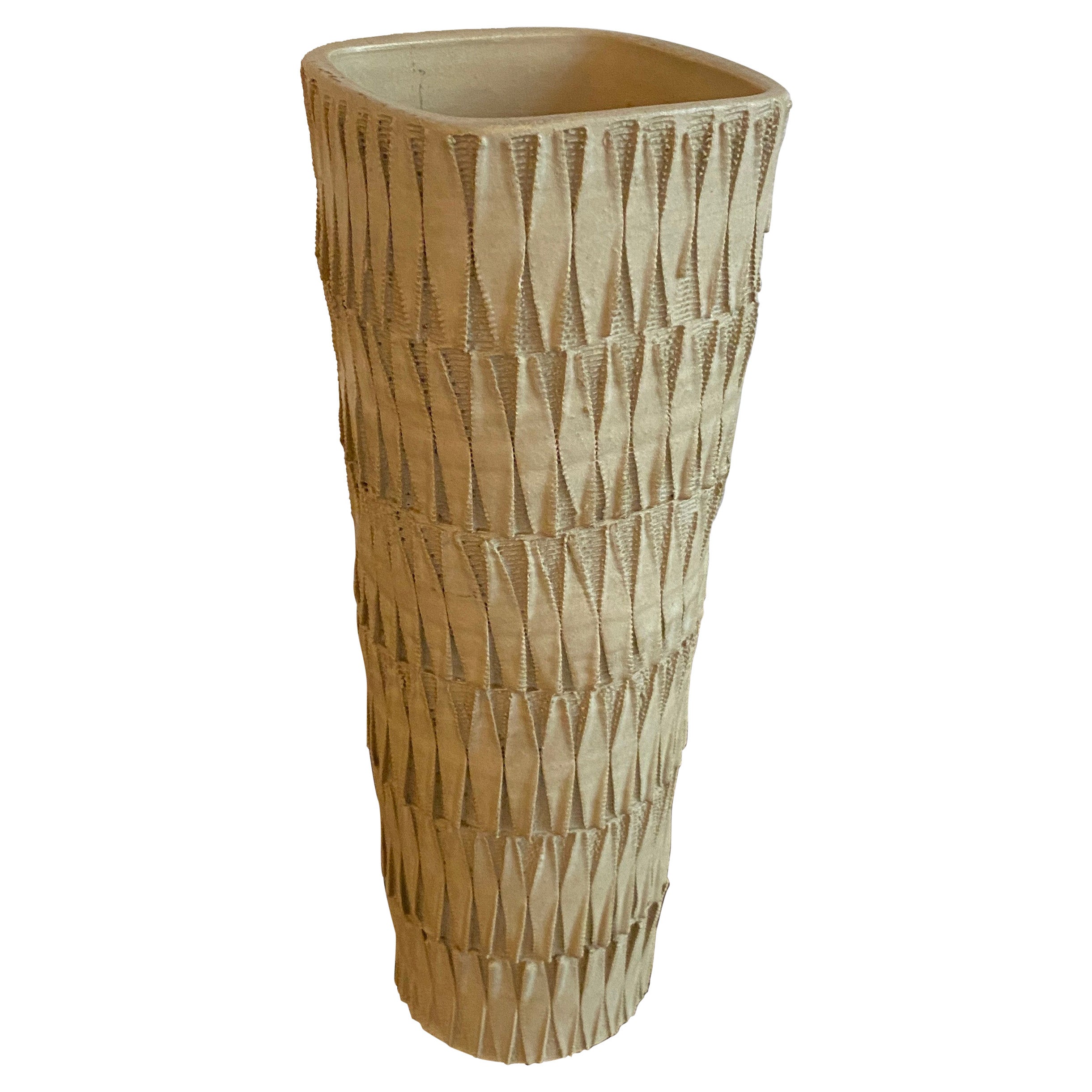 Japanese Midcentury Earthenware Art Pottery Vase For Sale