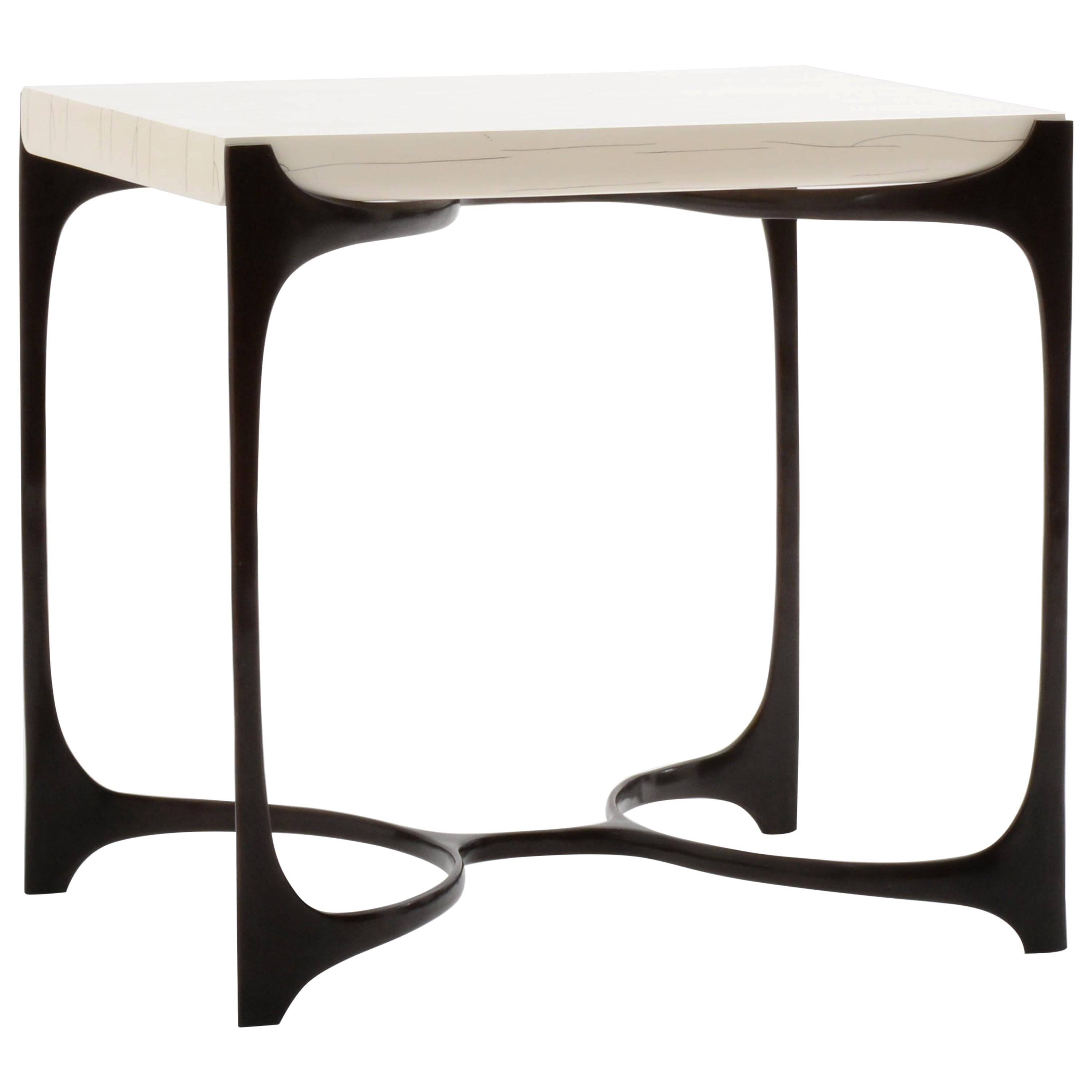 Cast Bronze and Gesso Nella Side Table by Elan Atelier in Stock For Sale