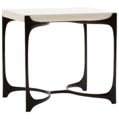 Cast Bronze and Gesso Nella Side Table by Elan Atelier in Stock