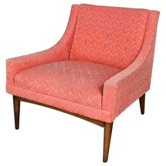 Vintage Mid-Century Modern Coral Frieze Upholstered Modified Slipper Chair