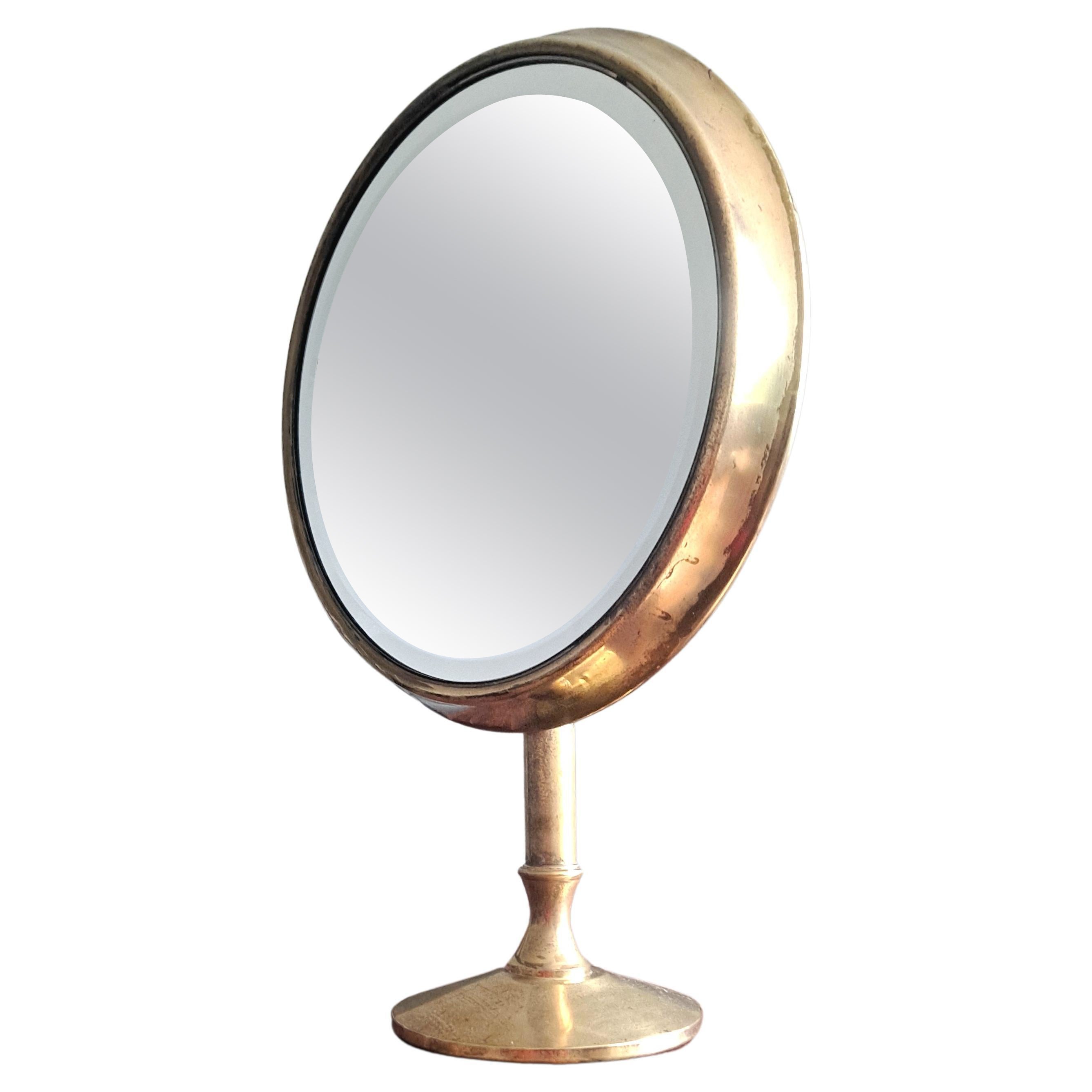 Italian Brass Table Mirror 
