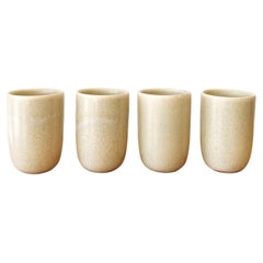 Cream Custard Ceramic Handmade Organic Modern Cups, Set of 4