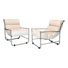 Vintage Pair of Aluminum Warren McArthur Sling Chaises / Lounge Chairs, 1938