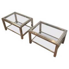 Vintage Pair of Rectangular Chrome Side Tables. French, Circa 1970
