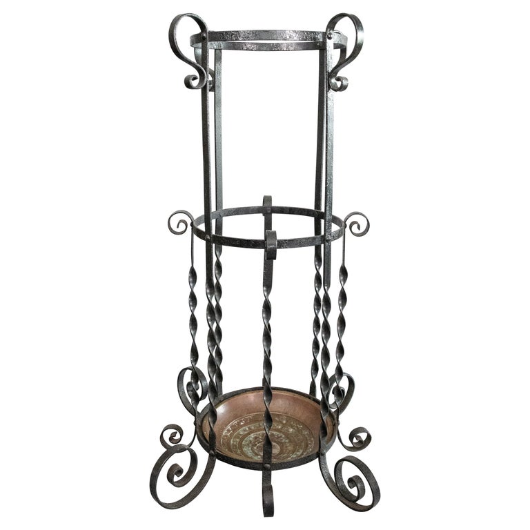 Antique French Wrought Iron Umbrella Stand For Sale at 1stDibs